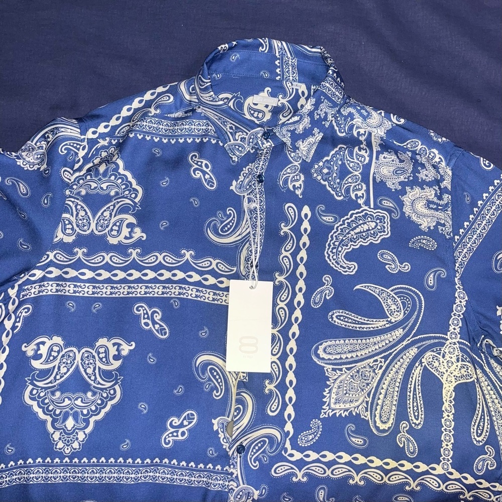 8 by Yoox blue paisley print shirt - Picture 3 of 5